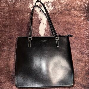 Elegant Black Leather Tote Bag